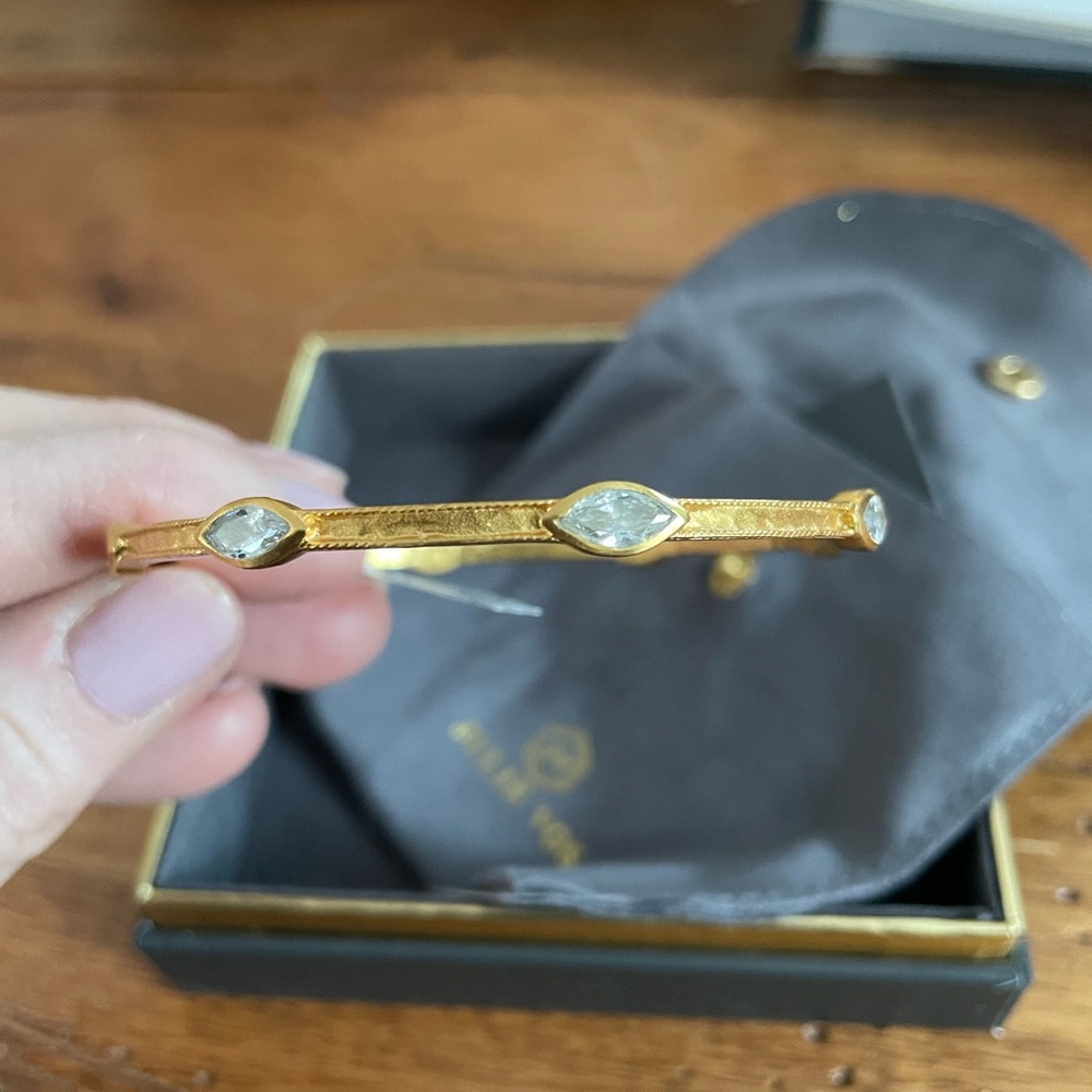 NWT in box with dustbag. Julie Vos bangle with quartz marquis stones